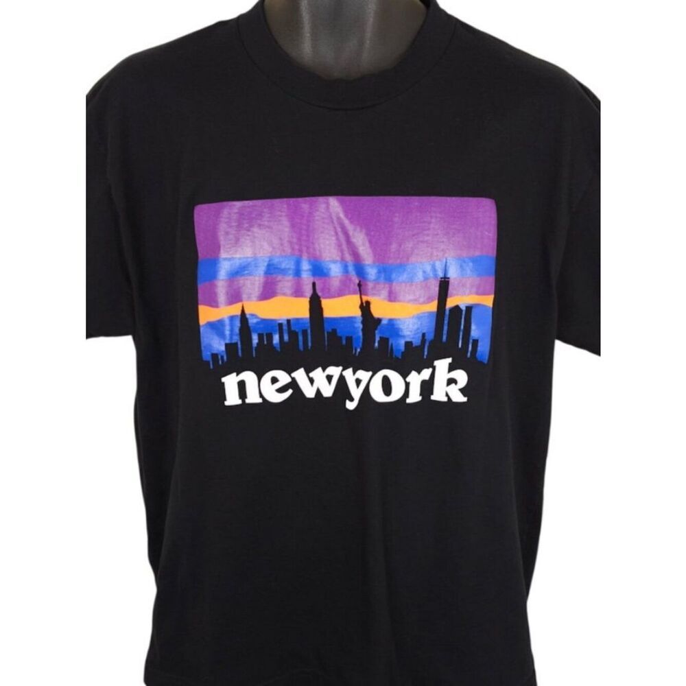 New York City T Shirt Mens Size Large Black NYC Skyline Travel Destination Tee